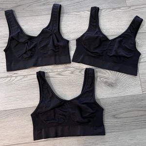 Set of 3 Bali® One Smooth U Seamless Black Bralettes Sz Medium M
